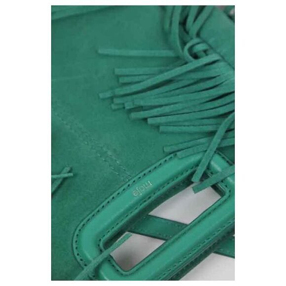 MAJE Suede Fringe Leather Green Shoulder/Hand Bag - Picture 8 of 10